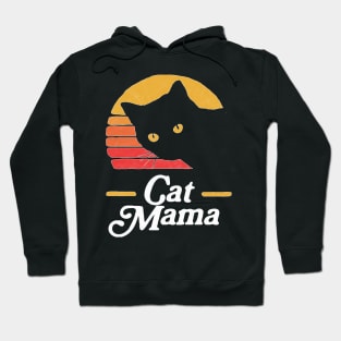 Cat Mama Vintage Eighties Style Cat Retro Distressed Hoodie